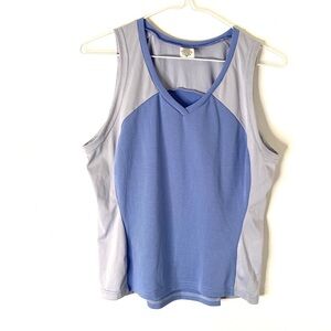 Patagonia Blue Two Tone V Neck Active Tank Top Mesh Panels Athletic